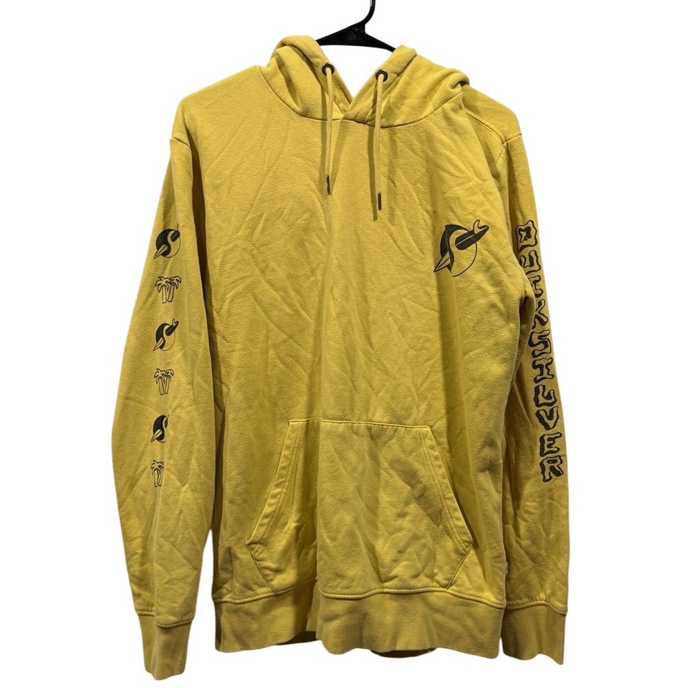 Quicksilver‎ Yellow Surf Hoodie Men's Pullover Beachwear Logo Large Men's Print